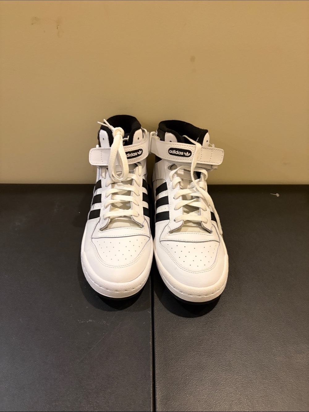 adidas Kids White and Black High-Top Sneakers with Strap